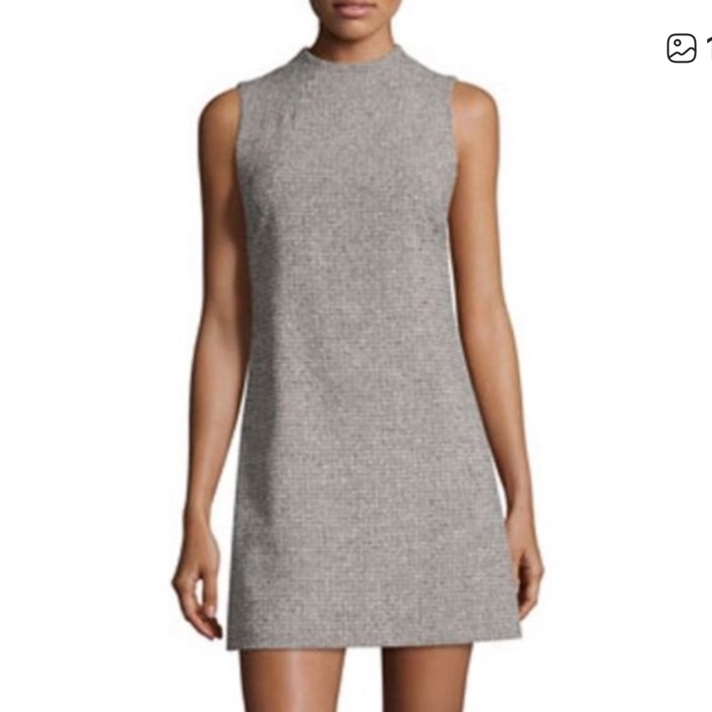 Alice + Olivia Employed Coley Black/White Tweed Sleeveless A-Line Mini Dress (6)